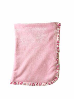 Le Bebe Favorite Owl Flower Trim Pink Baby Security Lovey Blanket 30" X 38"